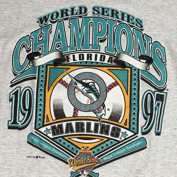 Vintage 1997 Florida Marlins World Series Champions Baseball T-Shirt Men’s L - Picture 3 of 7
